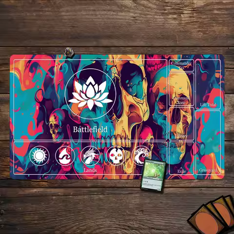 Magic Playmat card gaming mat with zone Colorful skull pattern mtg playmat Desk Mat gamer keypad expansion mousepad office pad