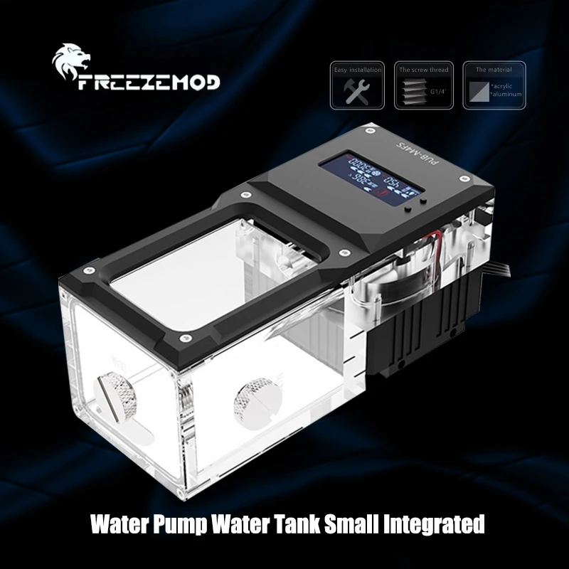 FREEZEMOD Mini Square AIO Water Pump + Reservoir, Shutdown High Temperature Alarm Silent Metal Panel, PUB-M4FS