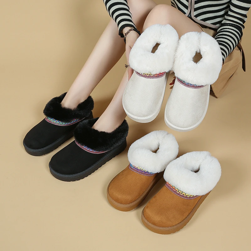 الشتاء أنيقة جولة اصبع القدم مثير وقطيفة سميكة سوليد أحذية الثلوج عارضة المألوف أفضل بيع الأحذية النسائية الجديدة المريحة #1