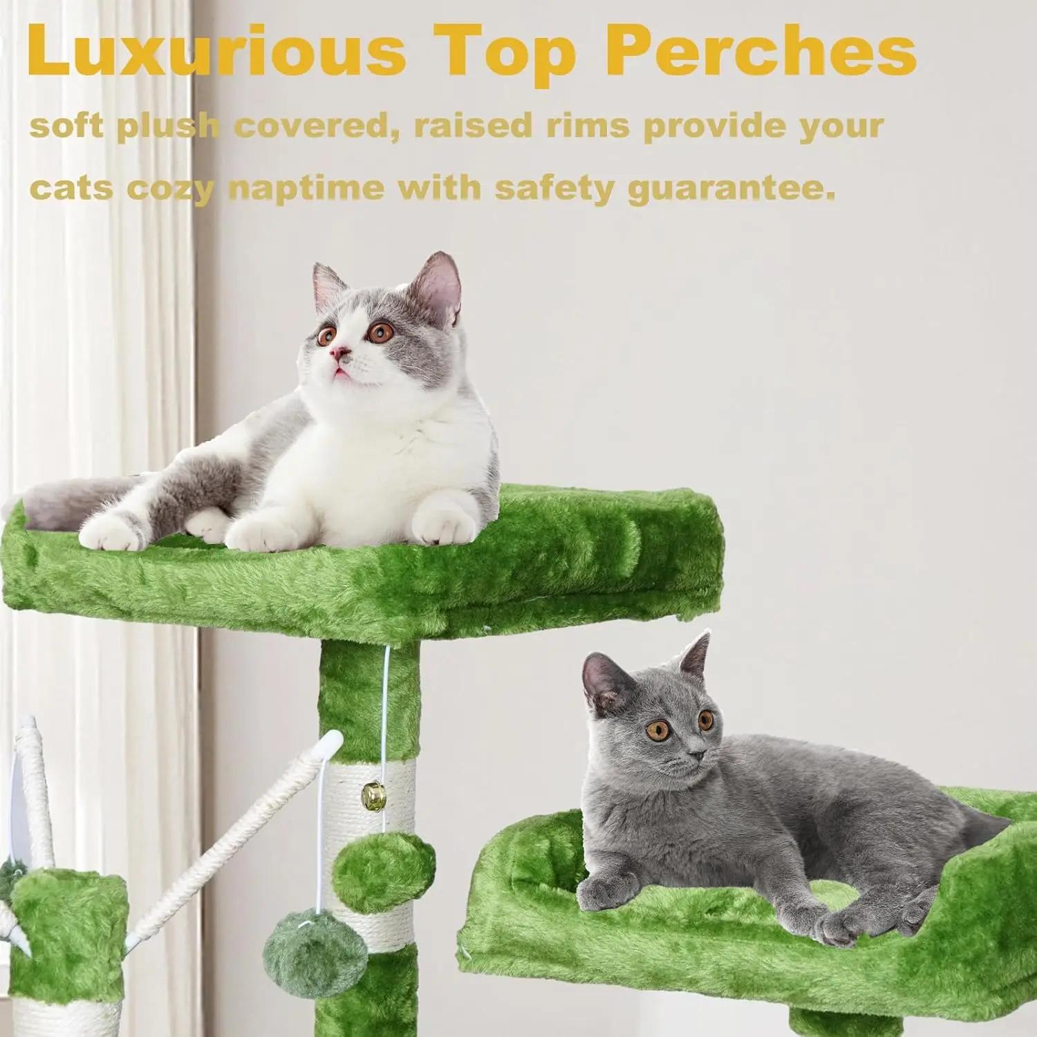 Large Multi-Level Cat Activity Center with Condos,Scratching Posts,Removable Fur Ball