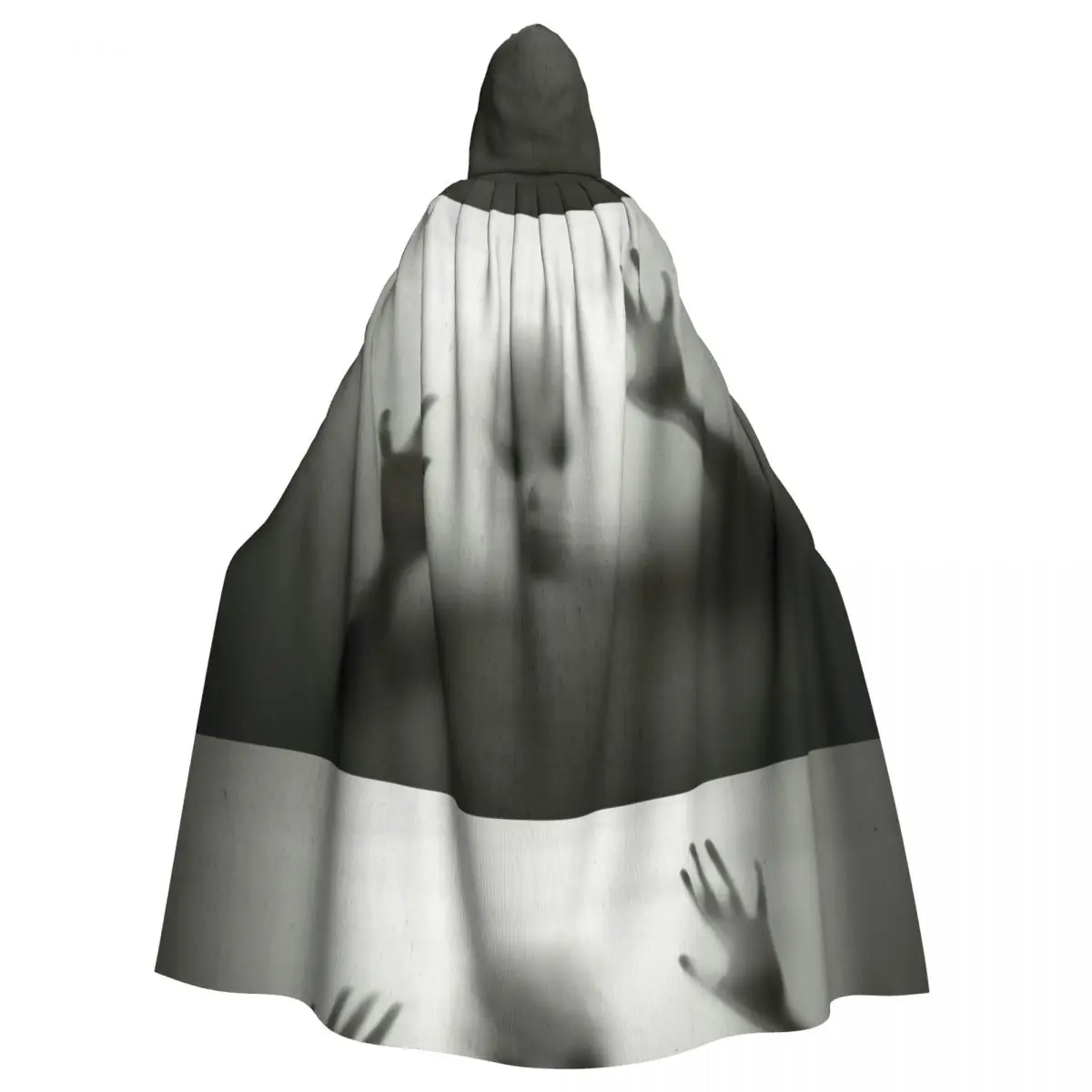 Mysterious Cloak with Gripping Hand Patterns for Halloween Horror Events Unisex Adult Cloak with Hood Long Witch Costume Cosplay