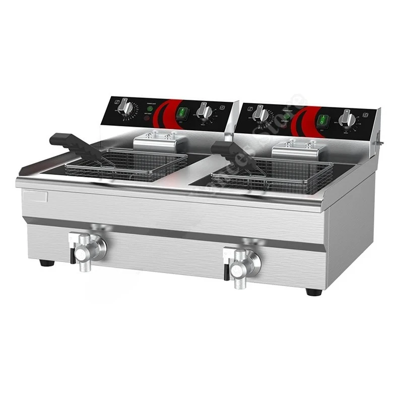 Deep Fryers Electric New 26L Commercial Kitchen Equipment Timing Large Capacity Electric Double Slot Deep Fryer