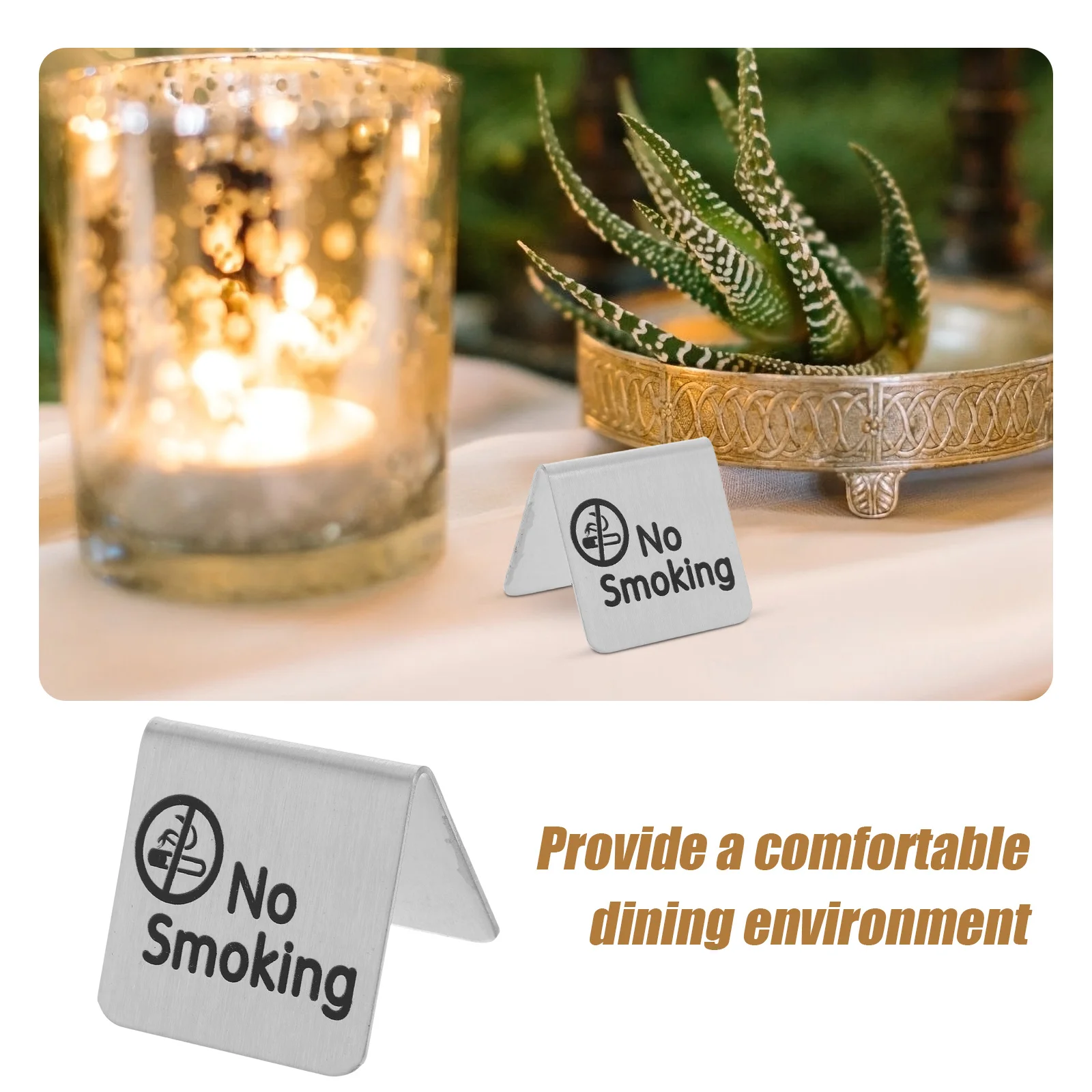 2 قطعة من الفولاذ المقاوم للصدأ المتين ممنوع التدخين، لافتة طاولة محجوزة على الوجهين، تصميم حديث للمنزل