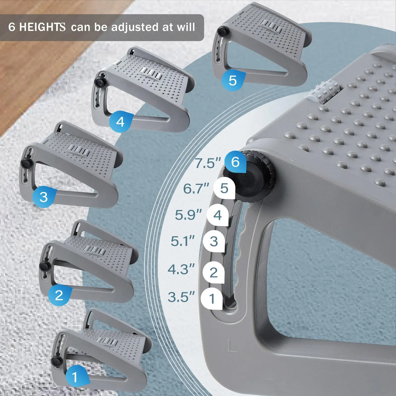 Foot Rest for Under Desk at Work,Adjustable Height Foot Rest Portable Under Desk Foot Stool for Home,Office