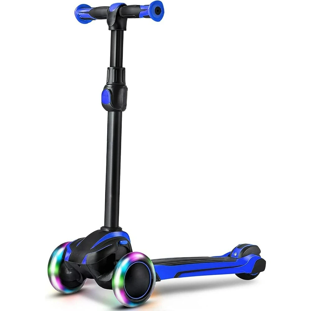 Kids Scooter for Age 3-12, Toddler Scooter with 4 Adjustable Heights, Light Up 3-Wheels Scooter, Shock Absorption Design.