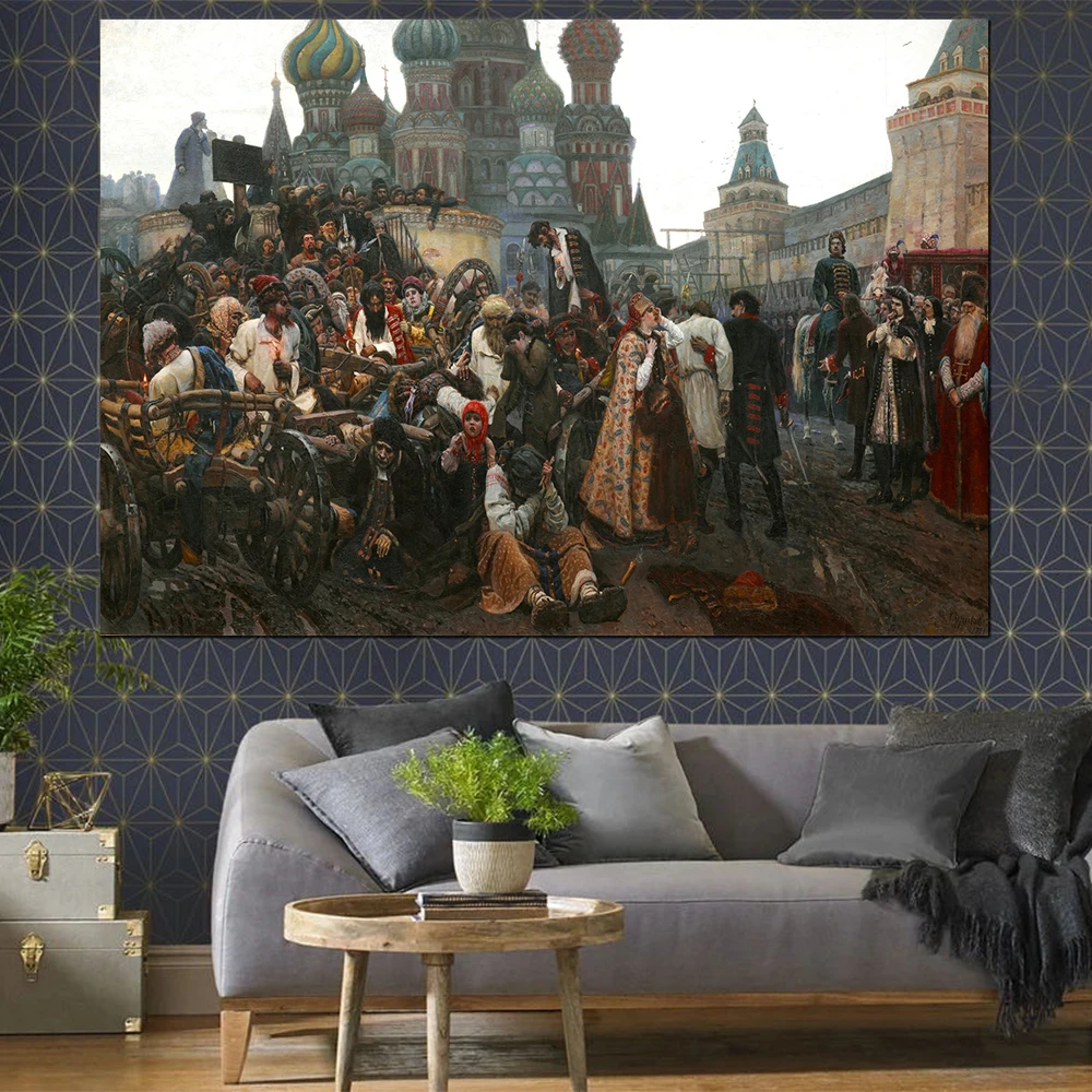 Russia Moscow the Morning of the Streltsy Execution Canvas Painting War Famous Art Wall Poster Prints Living Room Pictures Decor