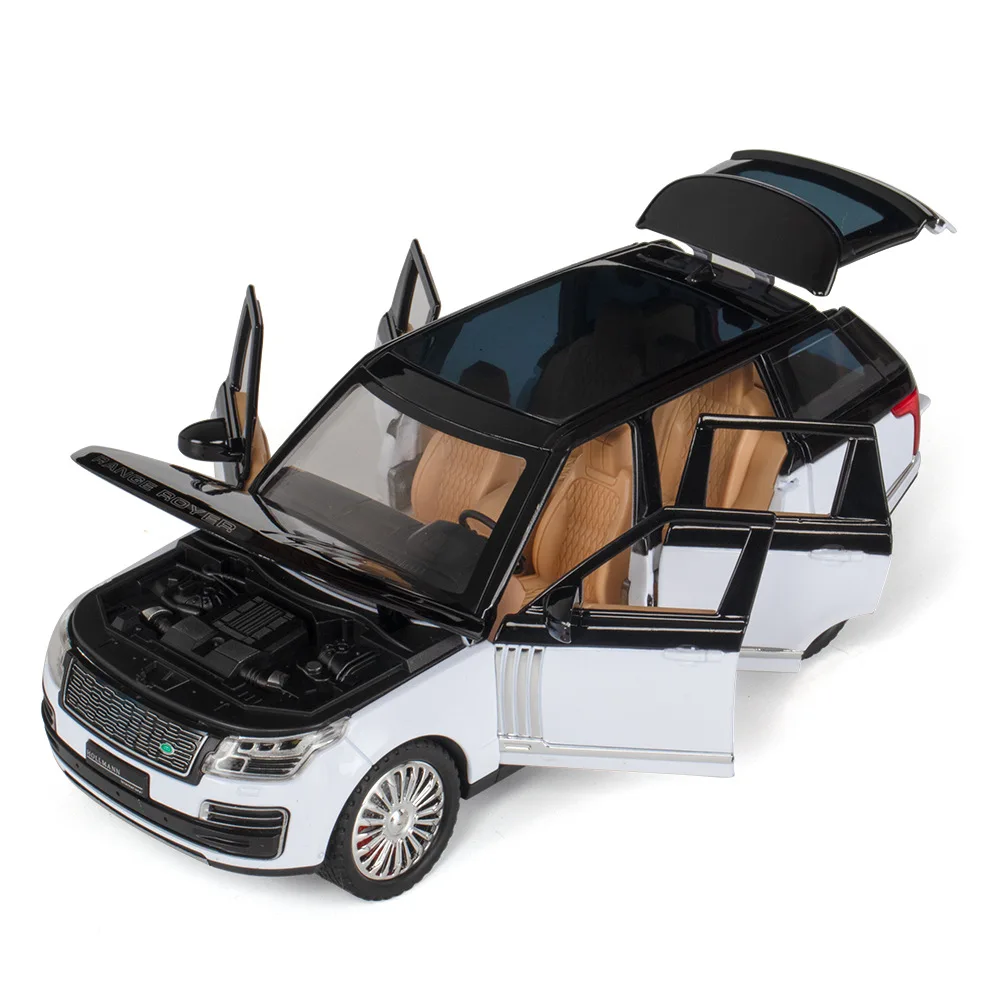1:24 range rover veículo off-road diecast liga de metal modelo puxar para trás som luz carro crianças presente coleção a445 discast liga