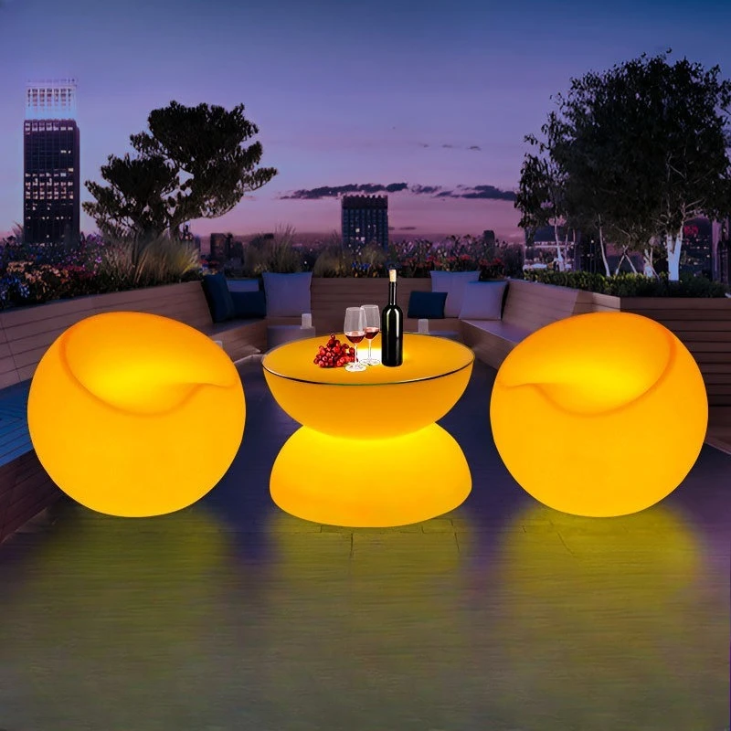 LED luminous table and chair apple stool creative round table bar bar table remote control colorful charging luminous