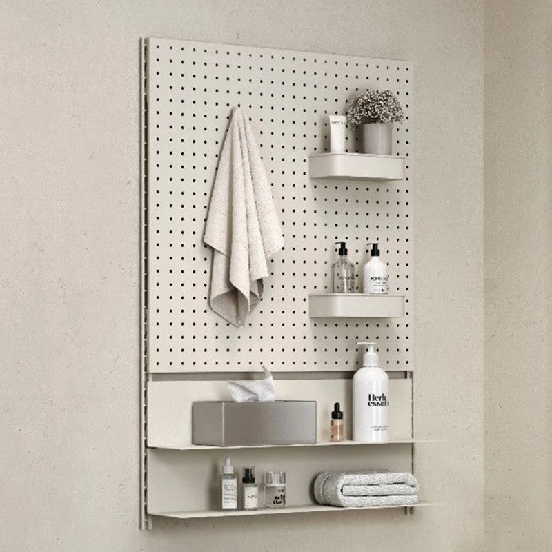 Wall-mounted Storage Holders Bathroom Bedroom Organizer Shelf DIY Wall Pegboard Display Rack Metal Household Items Accessories