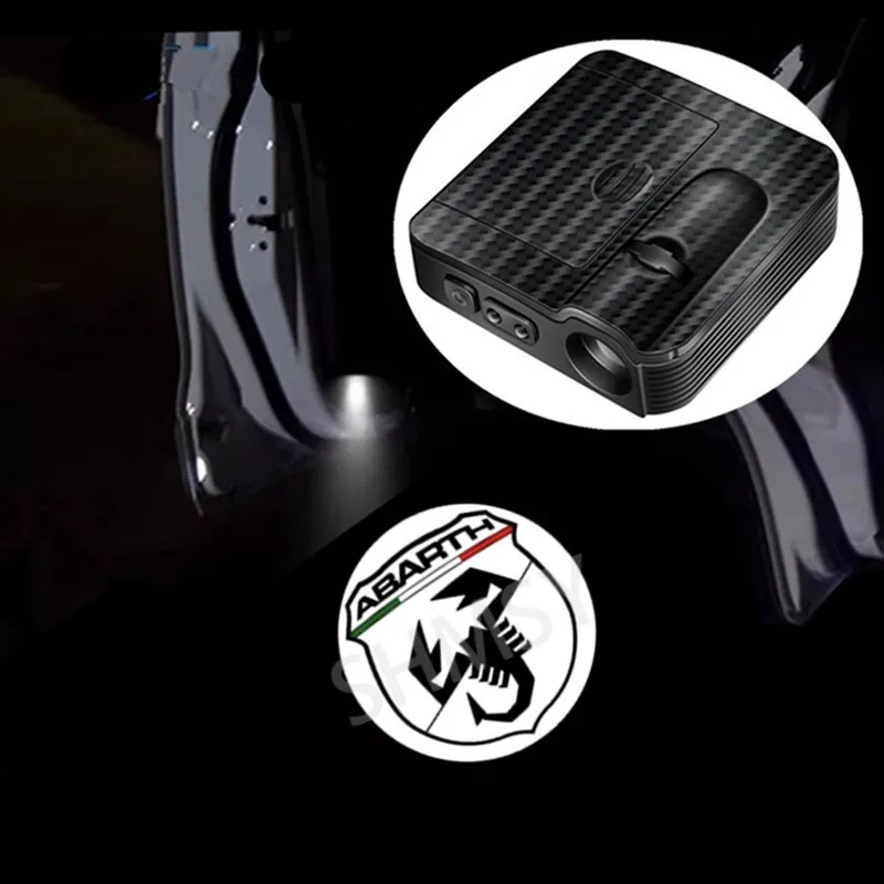 

2PCS Wireless For Abarth 125 124 1000 1600 204 2000 LED Courtesy Lamp Car Door Ghost Shadow Welcome Lights Projector Accessories