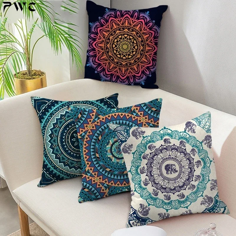 

Fuwatacchi Mandala Pattern Cushion Cover Woven Geometric Floral Pillow Cover for Home Sofa Chair Decorative Pillows 45*45cm