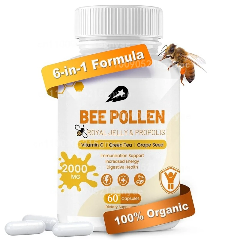 

Bee Pollen Gummies, Containing Bee Pollen, Royal Jelly, Propolis, Calcium, and Vitamin B6 C， Suitable for Human Skin, Immunity