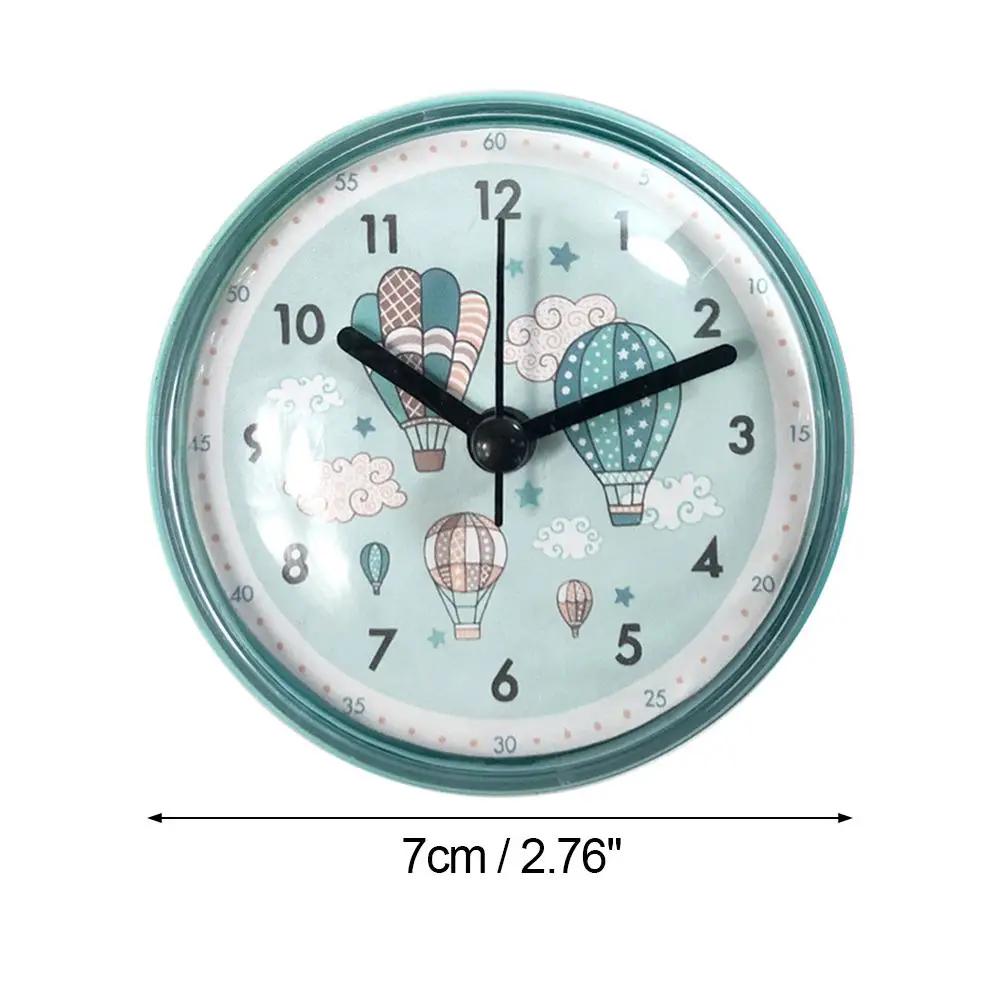 Mini Sucker Wall Clock Bathroom Anti-Fog Waterproof 7cm Kitchen Toilet Small Quartz Table Clock