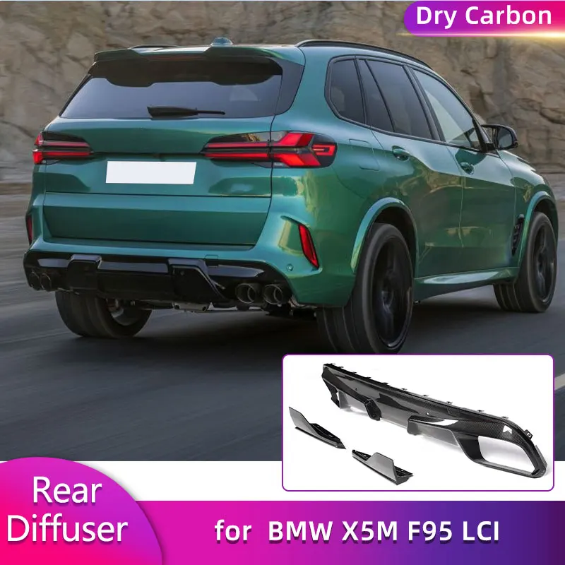 

Задний бампер из сухого углерода, диффузор, спойлер для BMW X5M F95 LCI 2023 2024, автомобильный гоночный задний фартук, защита для губ, комплекты кузова