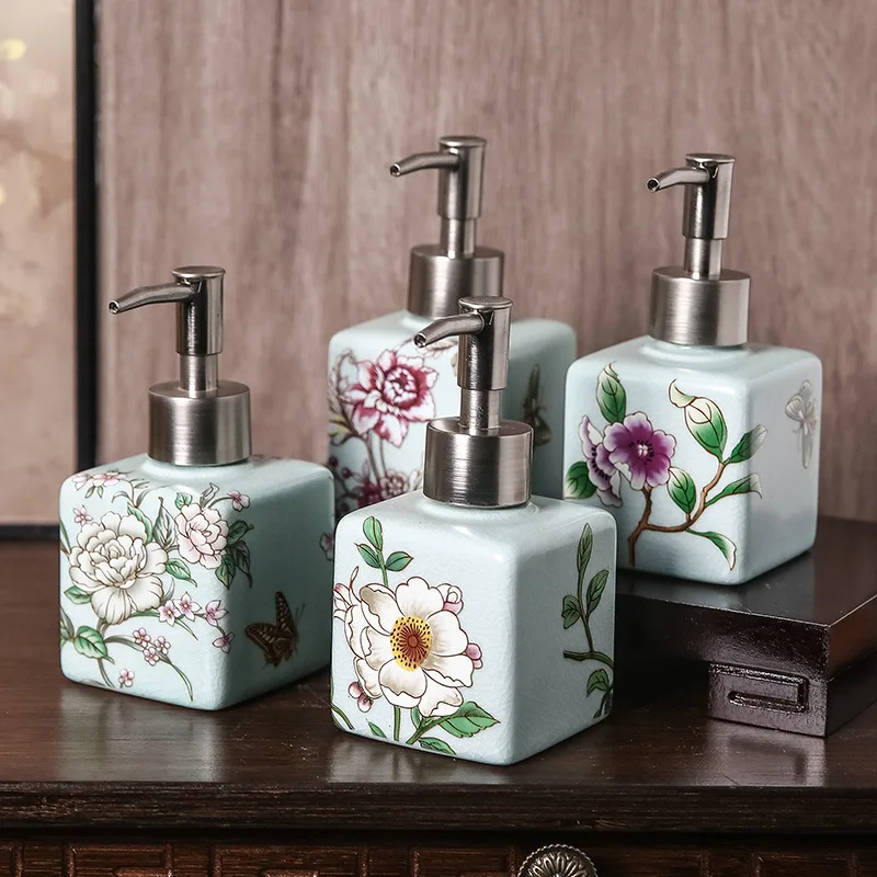 Nordic ceramic hand sanitizer bottle Hotel lotion shampoo bath separate bottle Simple toilet press bottle Bathroom accessories