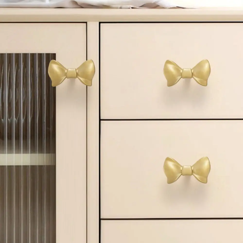 Retro Schleifengriff aus Messing, Vintage Möbelbeschläge, Goldene Einloch-Schranktürknöpfe, Schubladengriffe für Kleiderschrank und Schrank