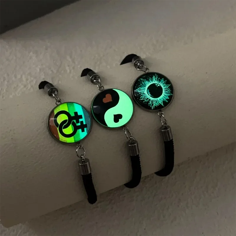 1/6Pcs Luminous Bracelets for Women Men Lover Couple Friendship Glow-in-the-dark Bracelet Fashion Rainbow Handmade Jewelry Gifts