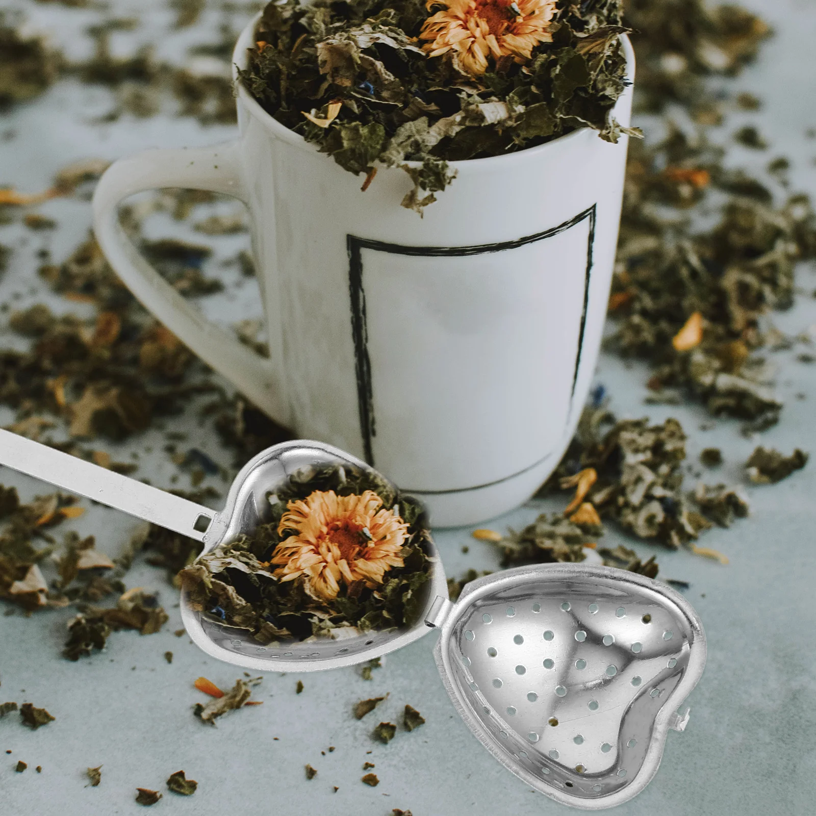 

Stainless Steel Heart Tea Infuser Strainer Household Filter for Loose Leaf Tea Convenient Lightweight Brew for Birthday