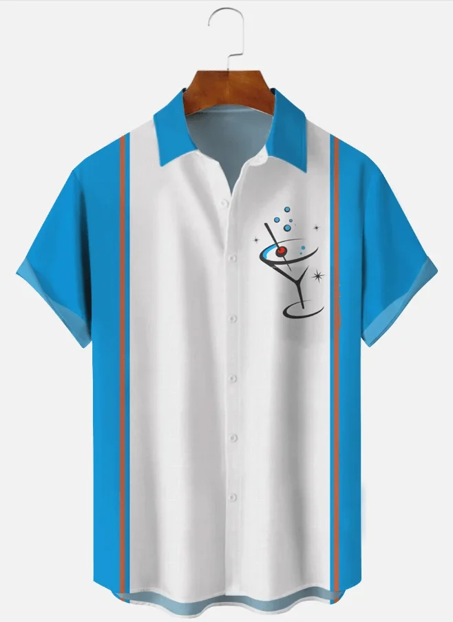 Chemise Hawaïenne Homme Été 2026 – Nouvelle Collection Imprimée Cocktail Manches Courtes Style Vacances Plage Décontracté