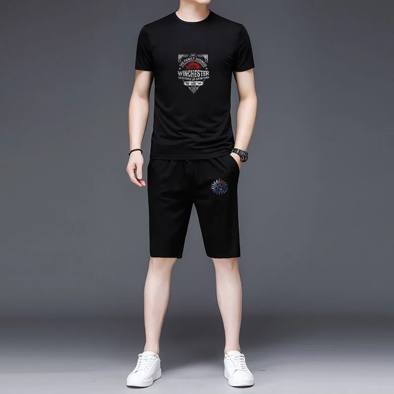 

Supernatural Winchester Bros Sam Dean Cotton Men's T Shirt Short Set Boys Male Short Sleeve Tops Pants Suits Tops Tshirts