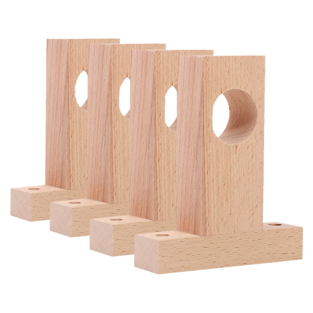 4Pcs Wooden Curtain Rod Brackets T-Shaped Closet Rod Holders Multi-Functional Shower Towel Pole Socket Sturdy Home Decor Fixture