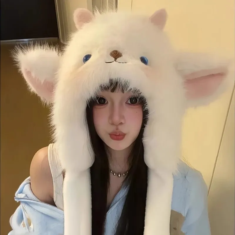 الشتاء المرأة القطيفة قبعة الأذنين سوف تتحرك Kawaii الدفء الخريف الشتاء الحلو سميكة لطيف الفتيات التقاط صورة غطاء رأس هدية