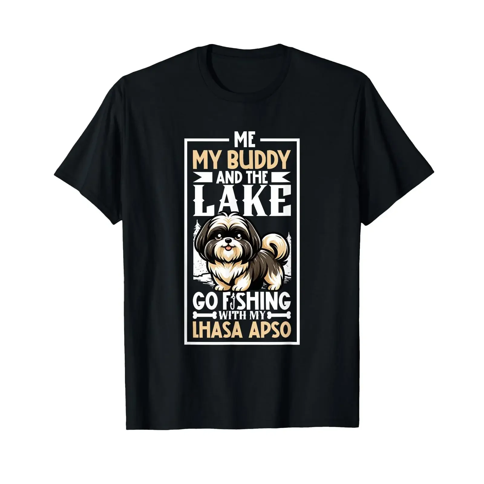 Camiseta Angeln und Lhasa Apso vintage lavada, versátil, cómoda, ropa de diseñador de moda, top para uso diario, ropa urbana