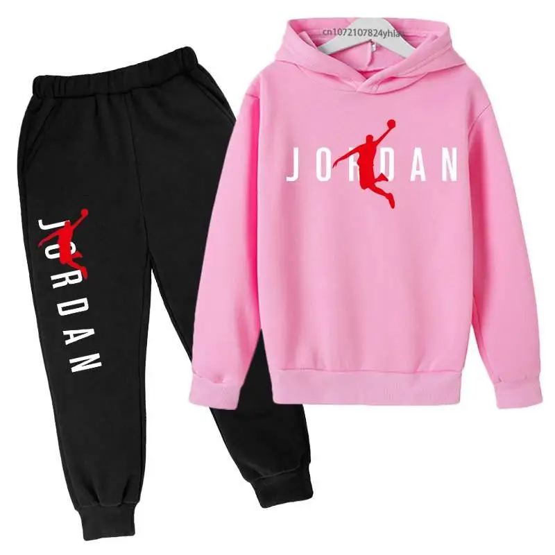 Children Spring Autumn Hoodie Pants Two Piece Suit Boys And Girls Outdoor Sports Set Kid Casual Pullover basketball Coat