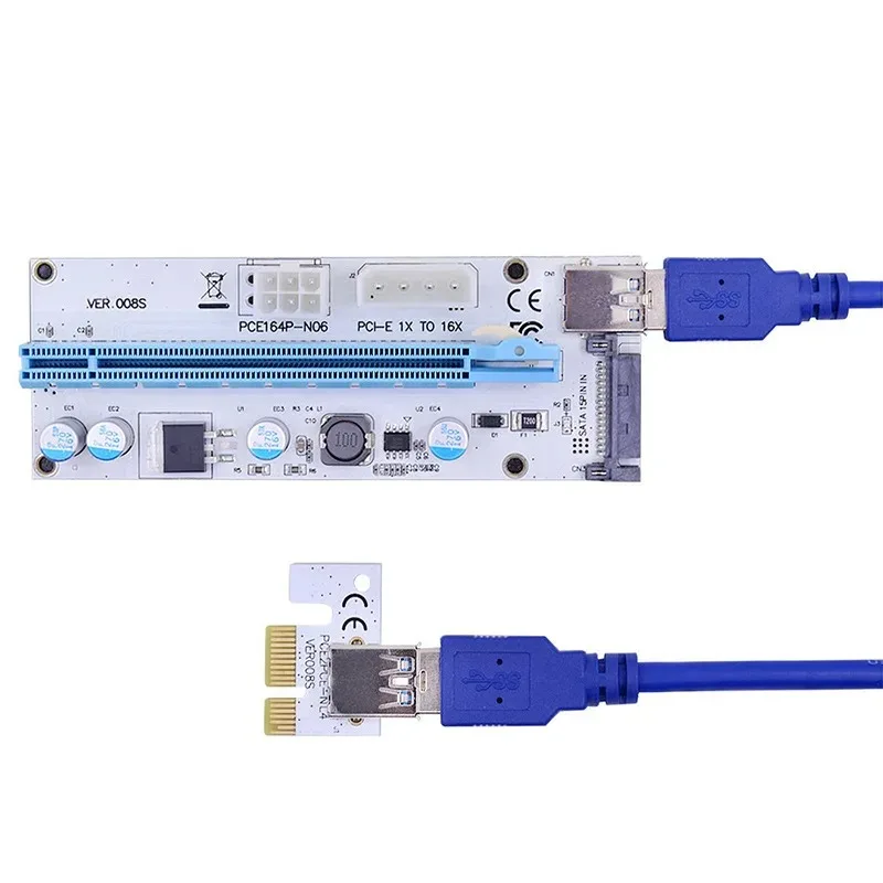 PCIe E Riser เครื่องขยายสัญญาณการ์ด PCIe PCI 3.0 USB สำหรับ4Pin อะแดปเตอร์สายอะแดปเตอร์ Molex สำหรับการ์ดวิดีโอ