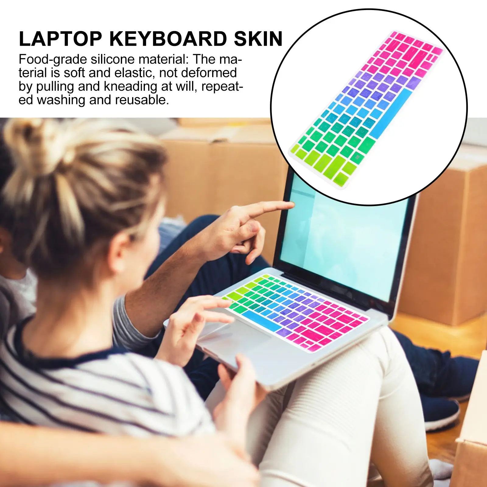 

Gradient Keyboard Skin For 14-Bf Waterproof Dustproof Leakproof Soft Reusable Cover Laptop Keyboard Membrane Silicon