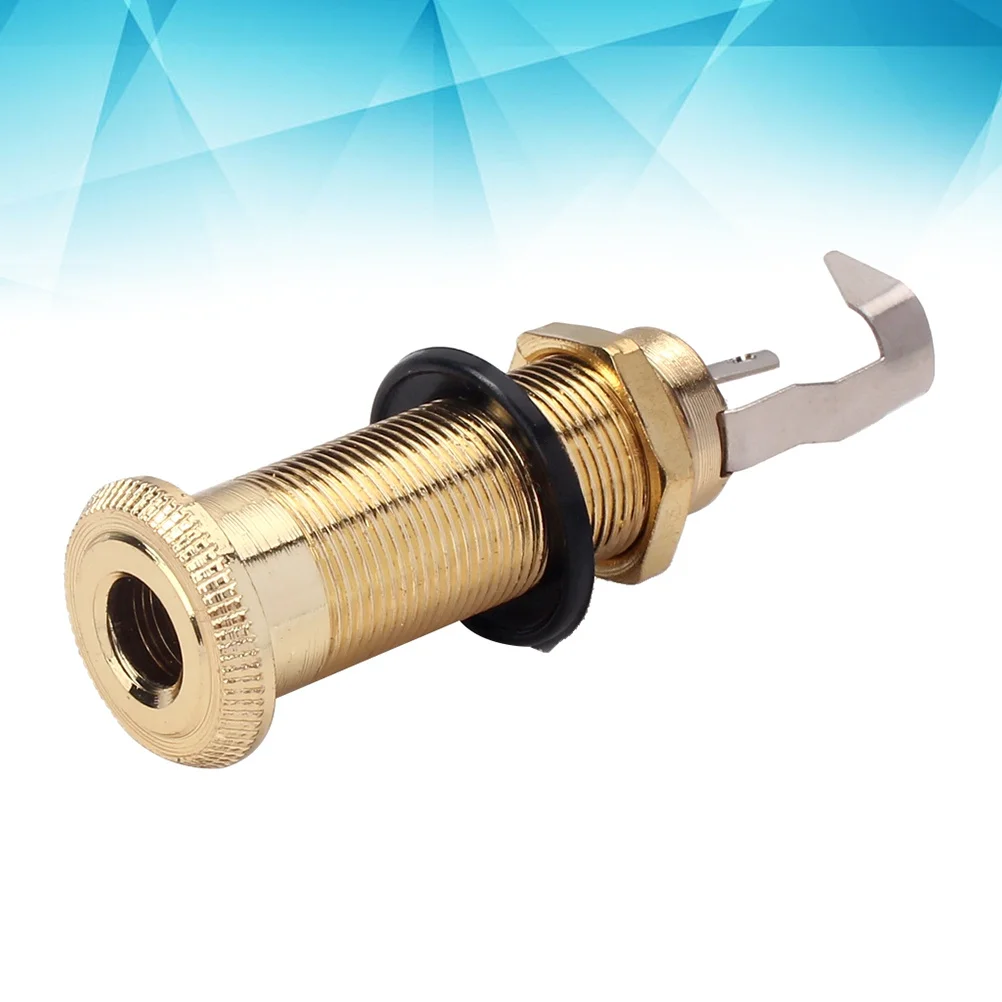 

1/4 Inch 6.35Mm Threaded Cylinder Endpin Jack For Guitar Bass Replacement Output Input Socket Golden Stereo Mono Plug Instrument
