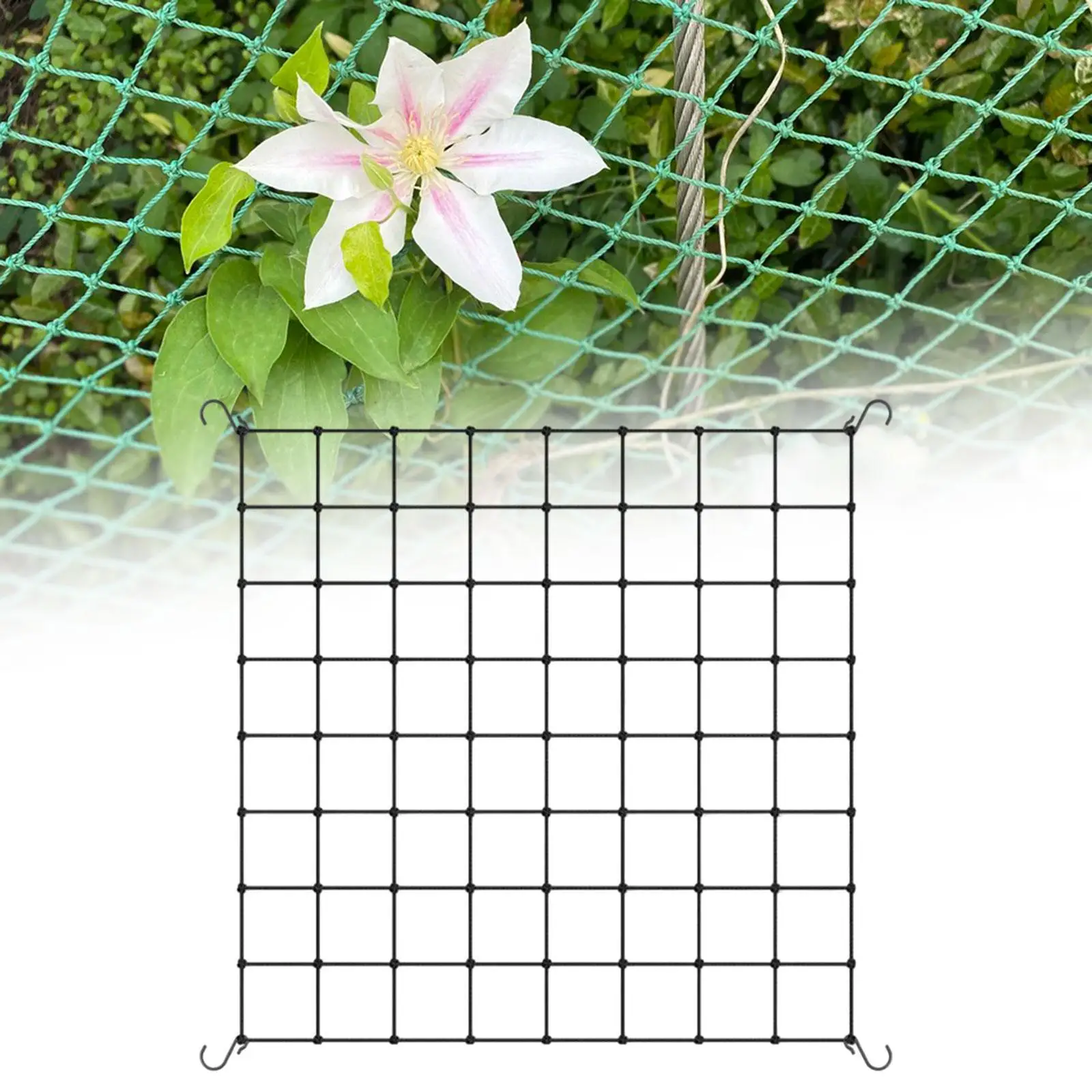 Plant Net Support Trellis Netting with 4 Hooks Lightweight Save Space for Peas Cantaloupes Accessory Multifunctional Stretchy