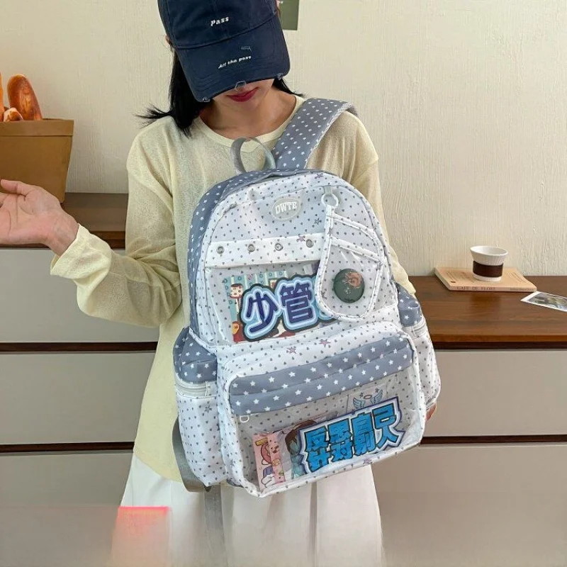 2026 New Polka Dot Painful Bookbag Large Capacity High School Student Computer Backpack Unisex Commuter Nylon Material Height...