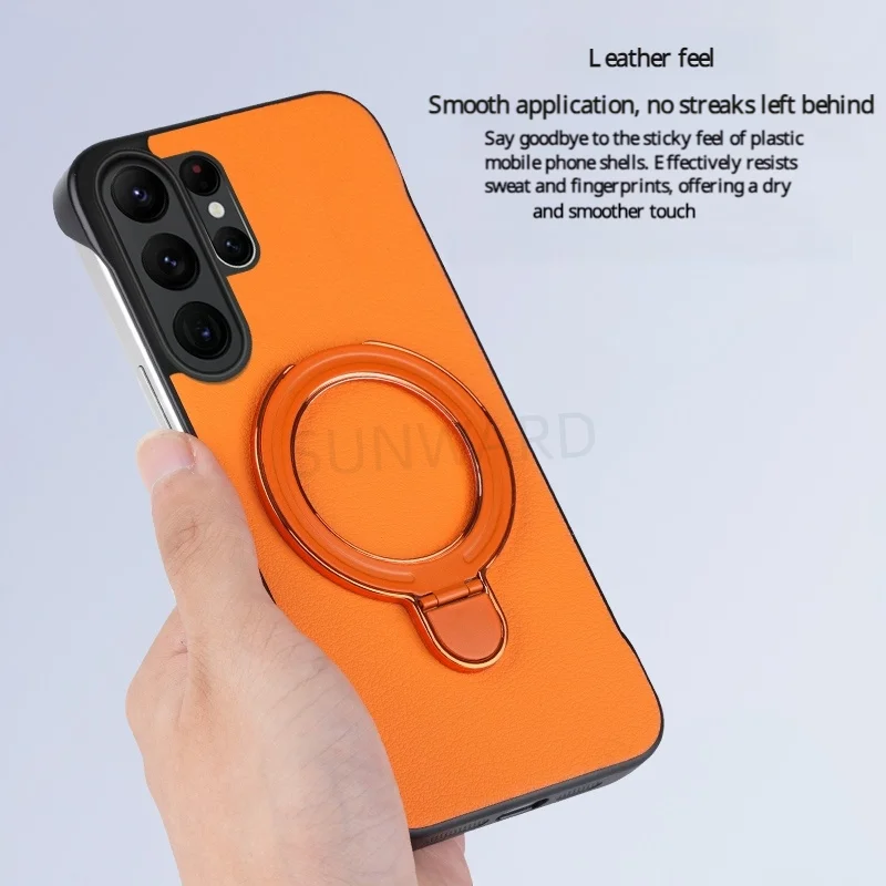 Für MagSafe Luxus Business Leder Magnetische Halterung Handyhülle für Samsung Galaxy S26 S25 Edge S24 Ultra Plus Sturzsichere Abdeckung