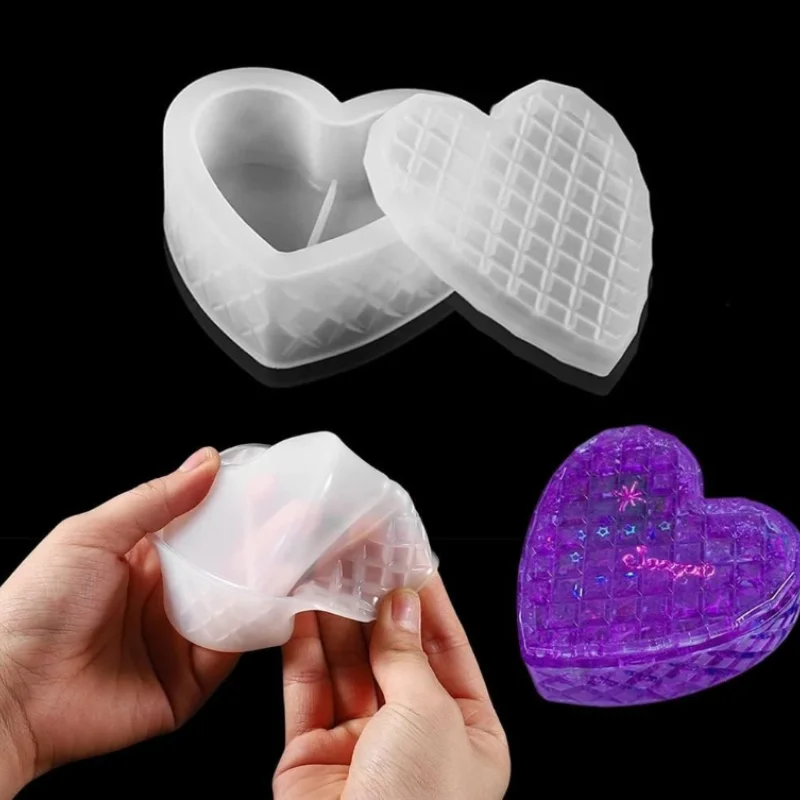 DIY Crystal Drop Glue Storage Box Heart-Shaped Epoxy Resin Silicone Mold