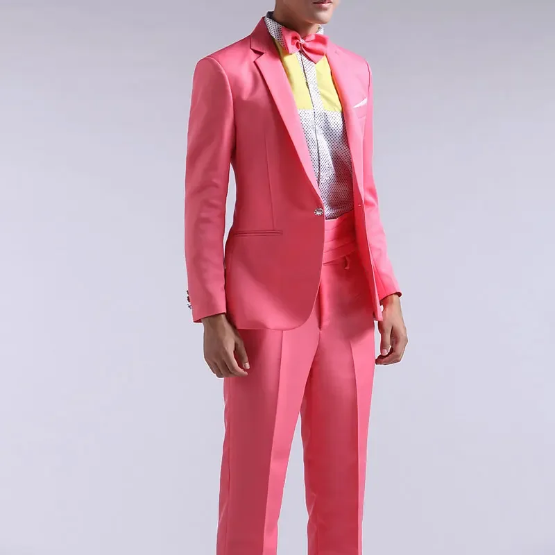 Suit Men New 2024 Long-sleeved Men's Suits Pants Hosted Theatrical Tuxedos Wedding Prom for Men Red Yellow Blue Formal Regular