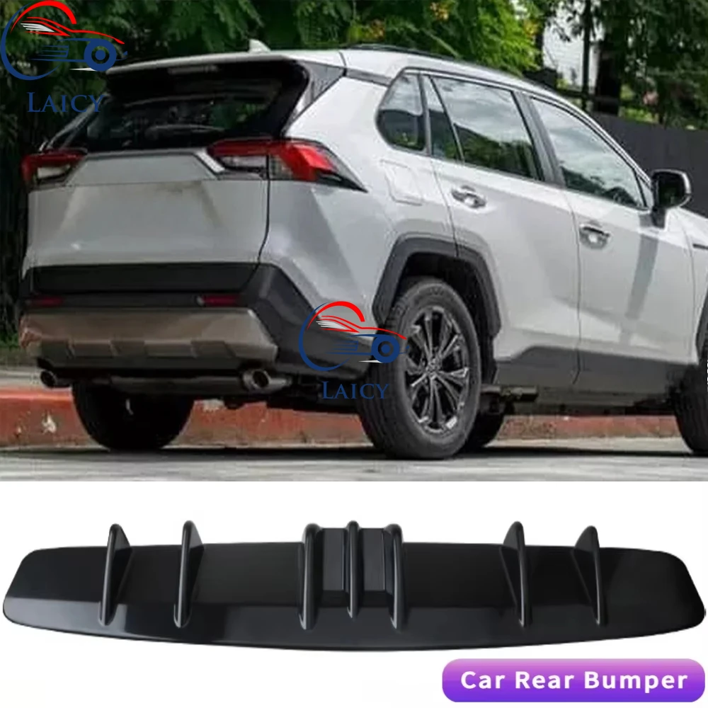 

LAICY 7 fins For T0yota RAV4 Car Rear Diffuser Fin Bumper Lip Splitter Spoiler Chassis Deflector Lip Kit Carbon Black