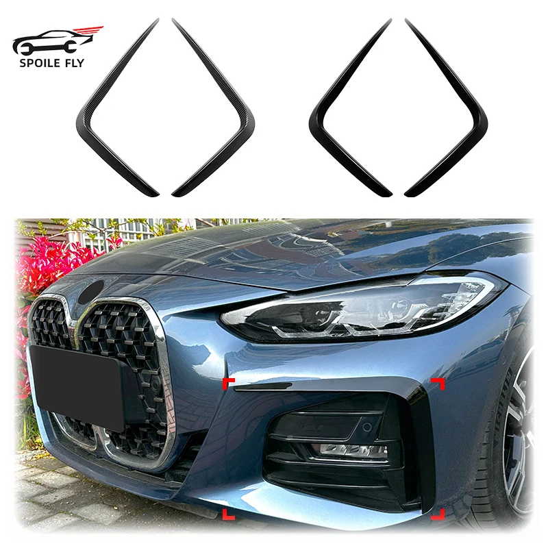 

2 PCS 2020 To Up For BMW 4 series G22 G23 G26 M Sport Front Canards Bumper Spoiler Lip Fog Light Lamp Trim By ABS Body Kit