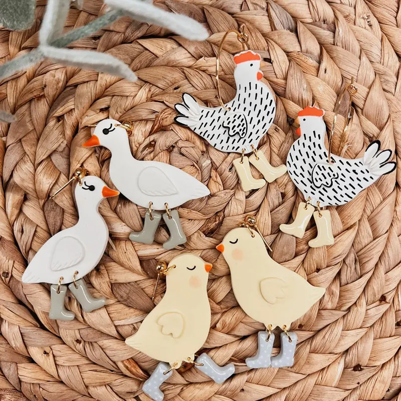 Chick Duck Rooster Shape Polymer Clay Cutters Cute Soft Pottery Clay Mold DIY Earrings Necklace Jewelry Cutting Pottery Tools