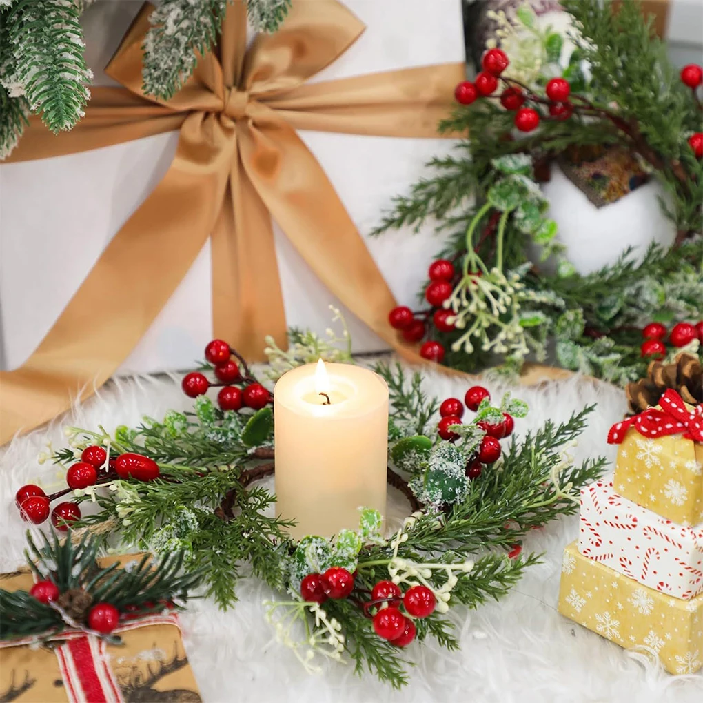 Leichter, zuverlässiger Weihnachtskerzenring aus Kunstharz und PVC, Weihnachtstischdekoration, Blumenkranz