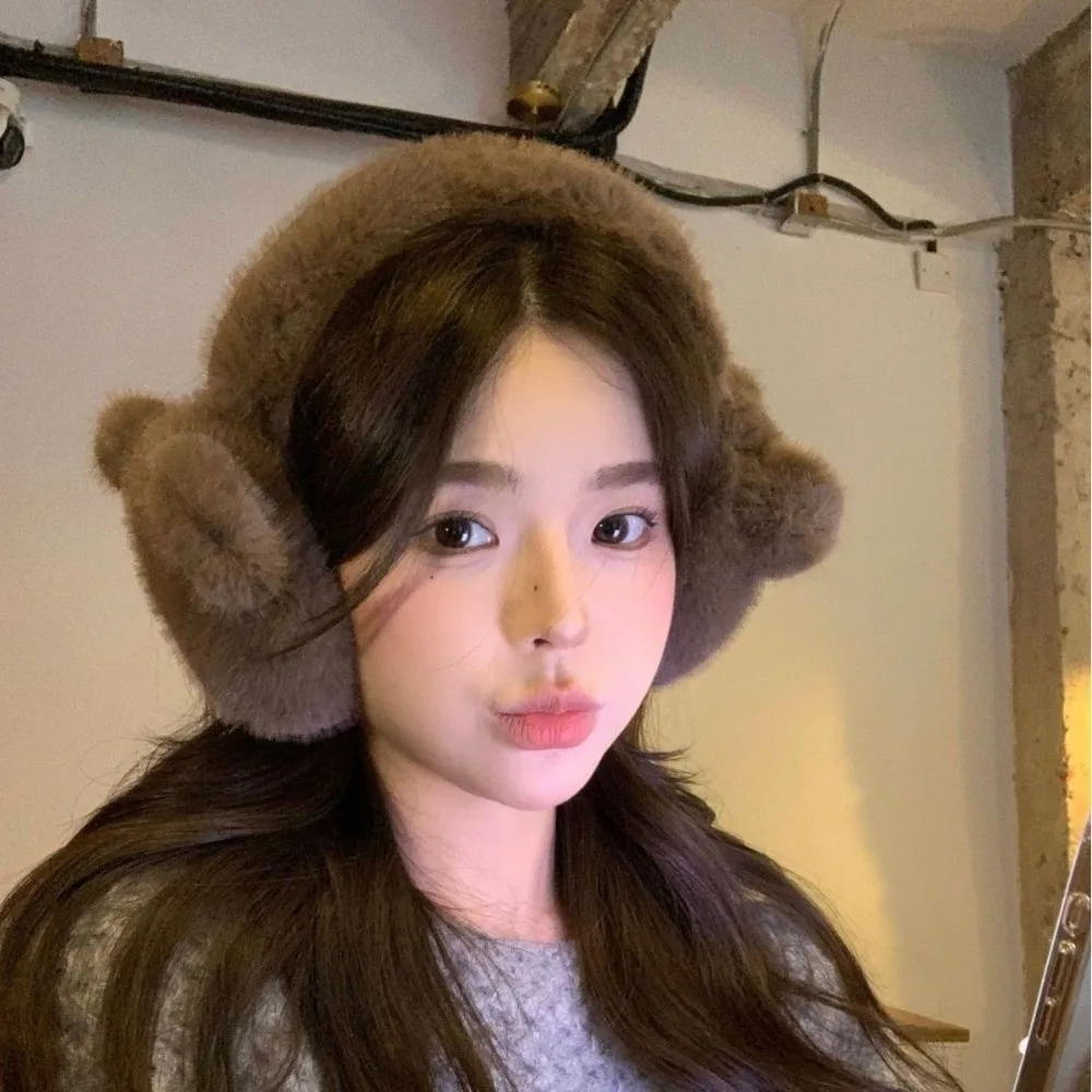 ที่ปิดหูกันหนาวลายการ์ตูนหมีแฟชั่น ผ้าพลัฌนุ่ม อุ่น กันลม ป้องกันความหนาวเย็น สำหรับฤดูหนาว