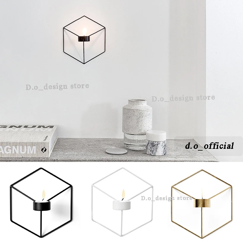 

Nordic style ornaments 3D geometric candlestick wall candle holder sconce matching small tealight ornaments steel minimalist