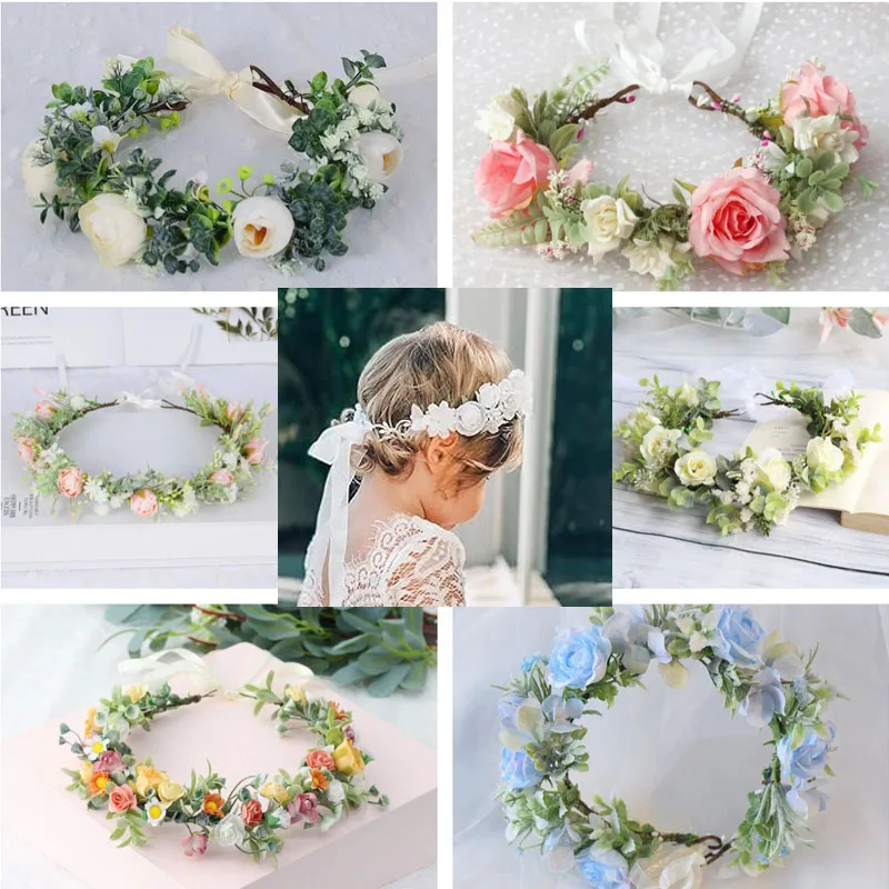 

1pc Girls Floral Headpiece - Pink Camellias Flower Crown Headband - Birthday Party Wedding Fairy Hair Accessories