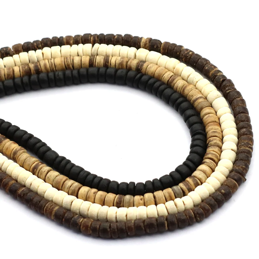 New Wholesale Natural Wooden Beads For Jewelry Making 4 Colors Coconut Husk DIY Necklace Bracelet Beaded Bag Earrings 15 Inches