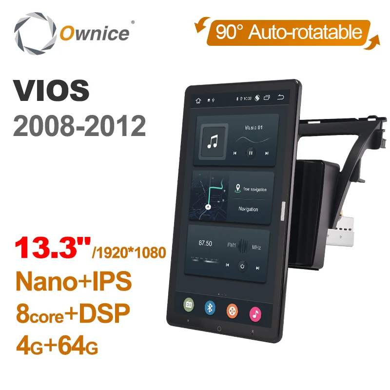 

1920*1080 13.3" Ownice Android 12.0 Car Multimedia for Toyota VIOS 2008-2012 Auto Radio Audio 4G LTE 360 Optical 8 Core No DVD