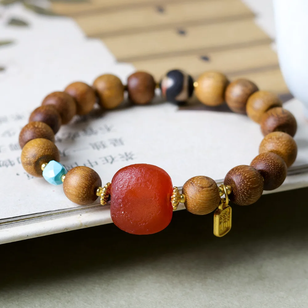 Huang Qinan agarwood lantern bead bracelet, original cultural and Chinese style bracelet bracelets men bracelet