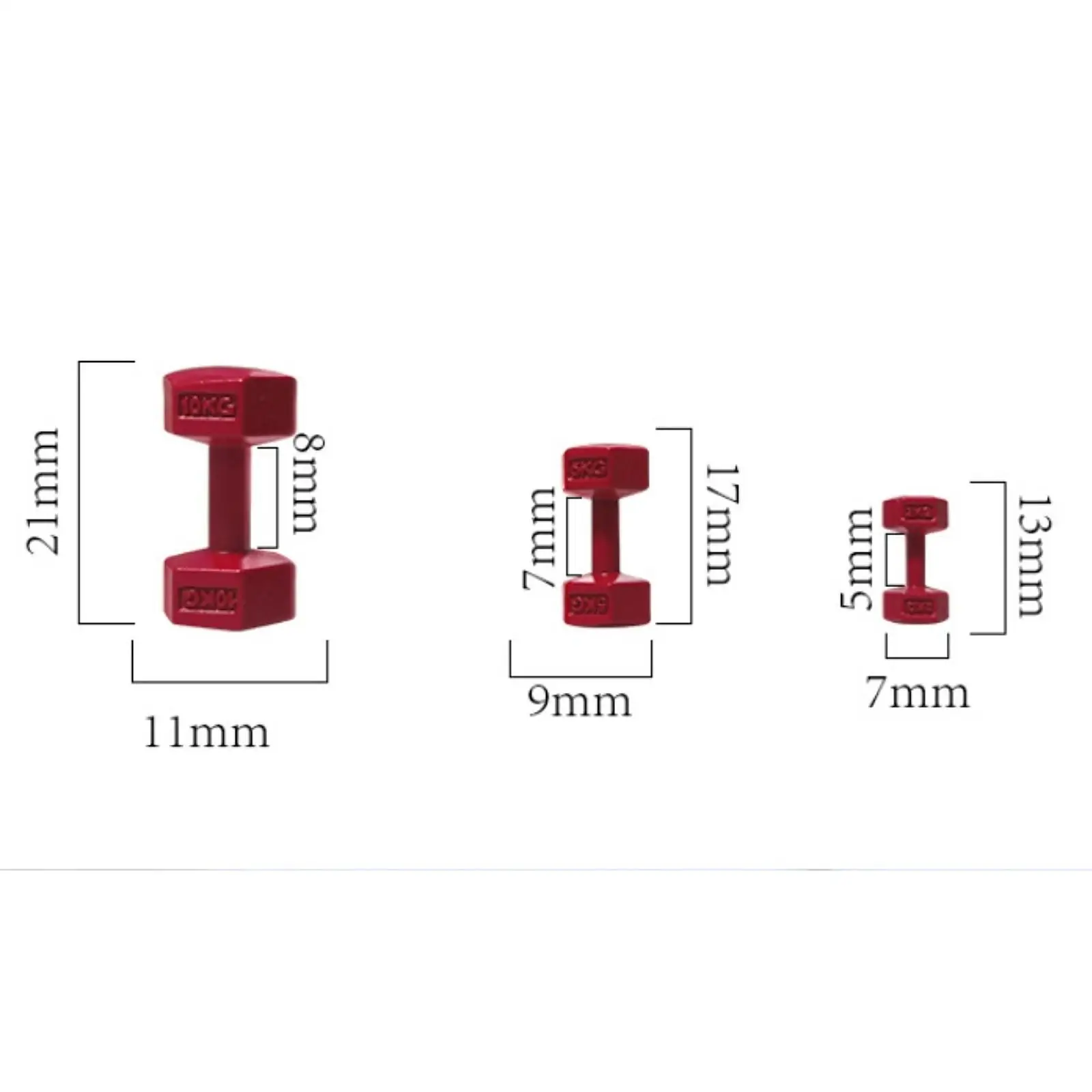 미니어처 덤벨 DIY 장식 인형 집 장식 액세서리, 미니 스포츠 플레이 세트, 3 4 5 6 7 8 세 어린이 소년 선물, 3 개