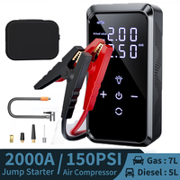 Portable Car Jump Starter Air Compressor150PSI Electric Tire Air Pump 2000A Car Battery Booster Touch Screen Car Starter Device