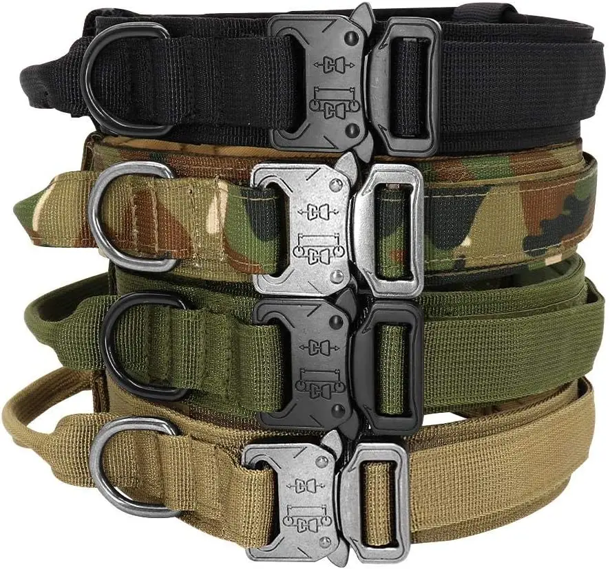 Durable Military Tactical Dog Collar German Shepard Medium Large Dog Collars For Walking Training Dog Collar Control Handle