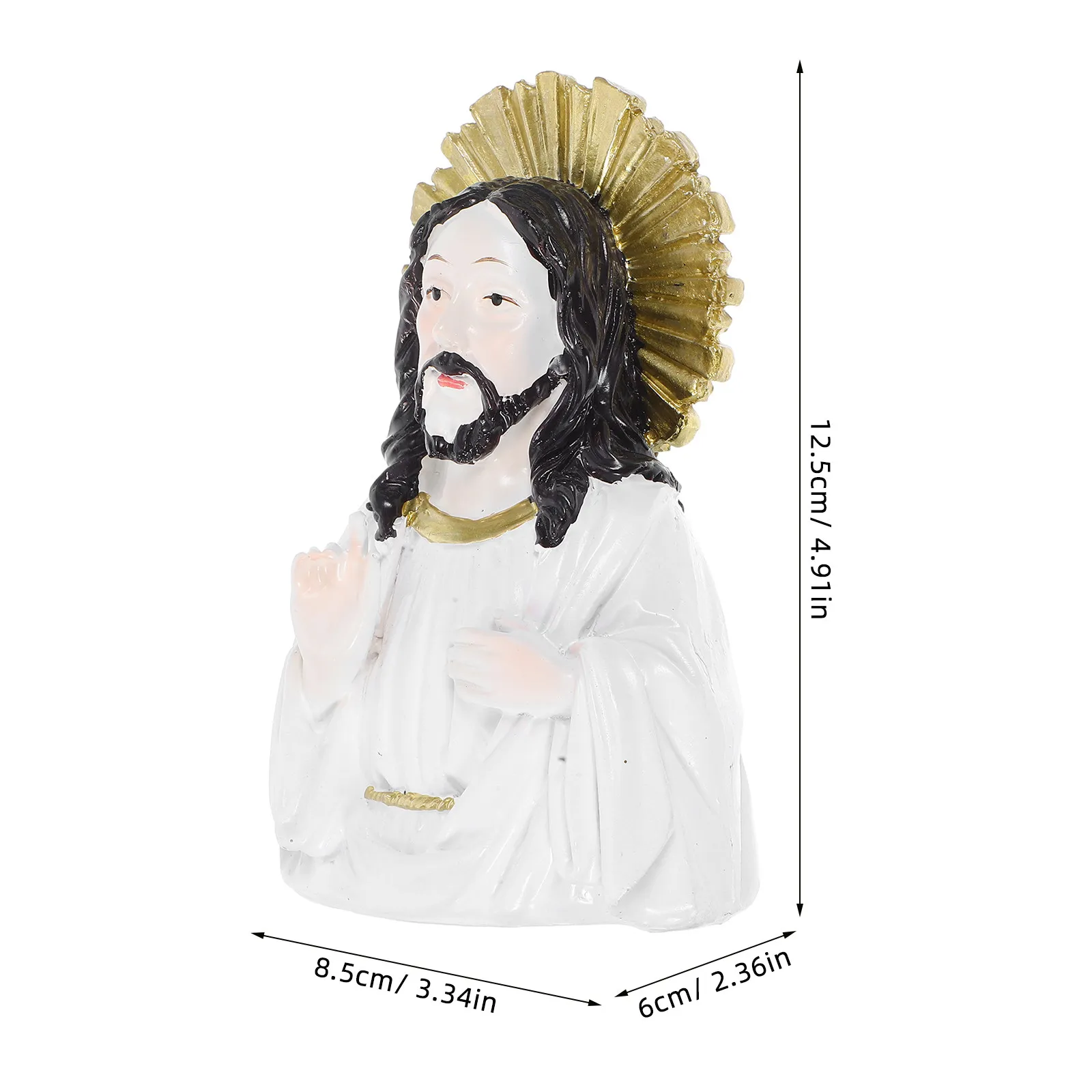 Jesus Bust Statue Resin Half Sculpture for Catholic Holiday Decorations Easter Inspirational Religious Ornament for Home Desk
